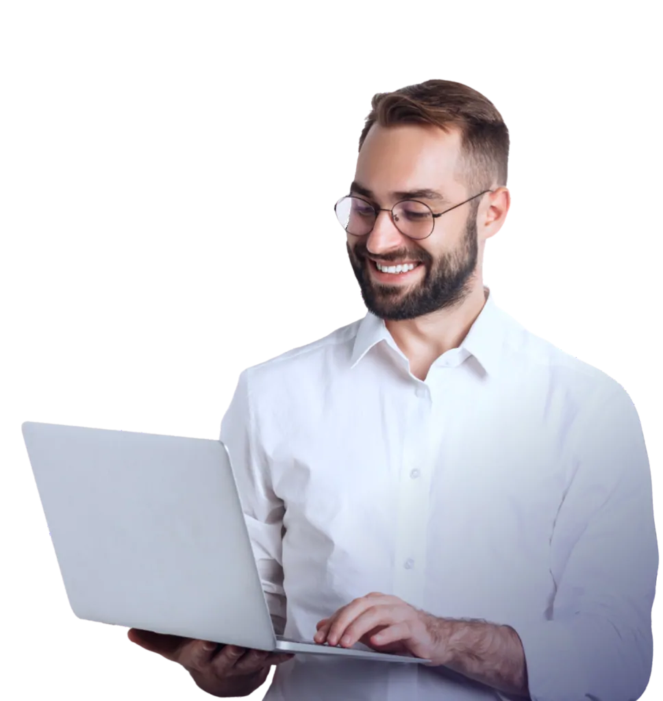 Visilay consultant with a laptop