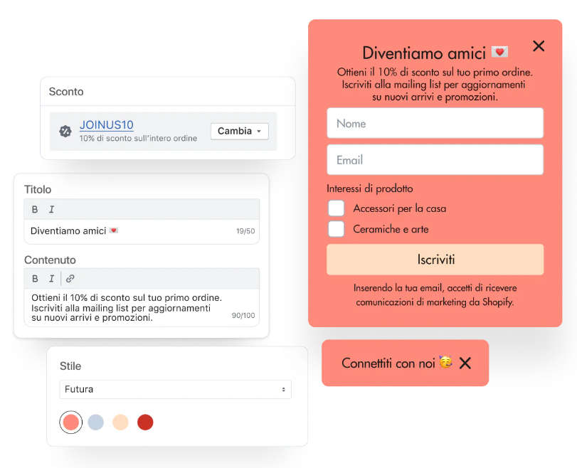 Esempi di moduli Shopify Forms