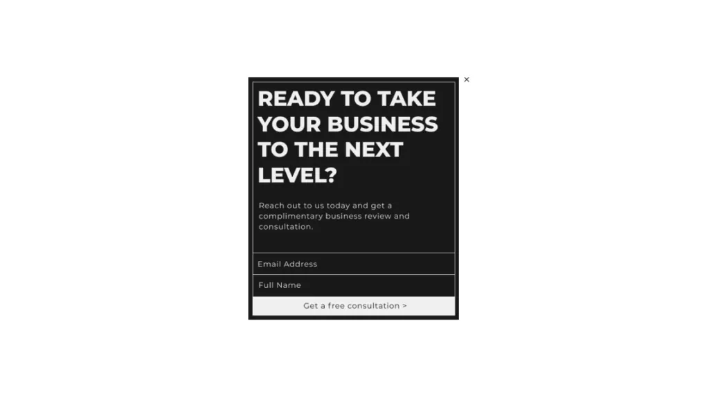Example of a popup built with Elementor from a template