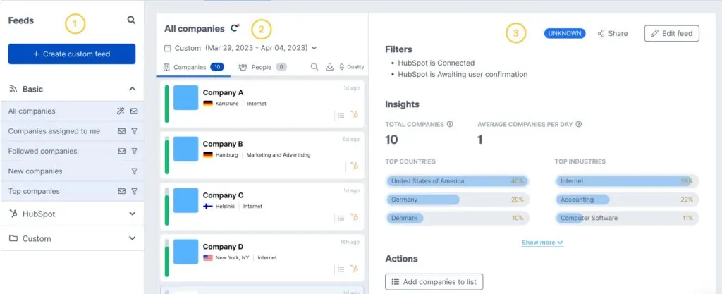 Leadfeeder dashboard overview