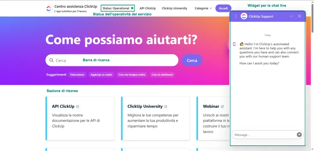 clickup centro assistenza