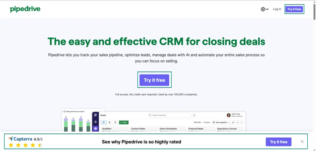 esempio landing page prova gratuita