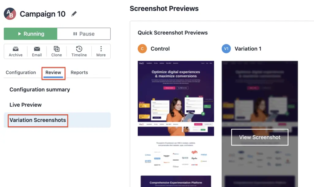 Creating an A/B test with Visual Website Optimizer