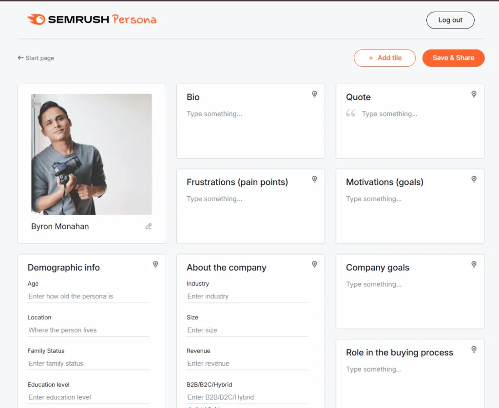 Semrush buyer persona template