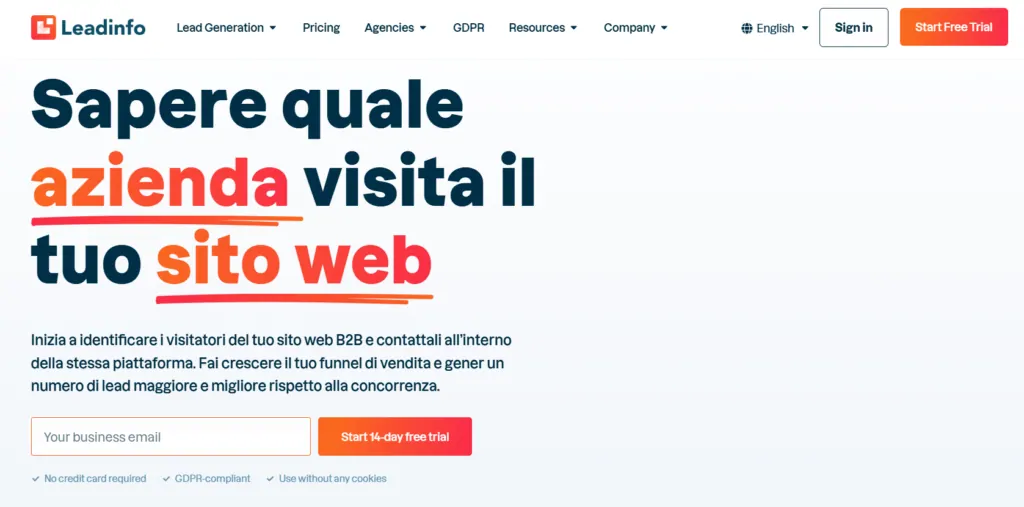 esempio di form di lead generation leadinfo