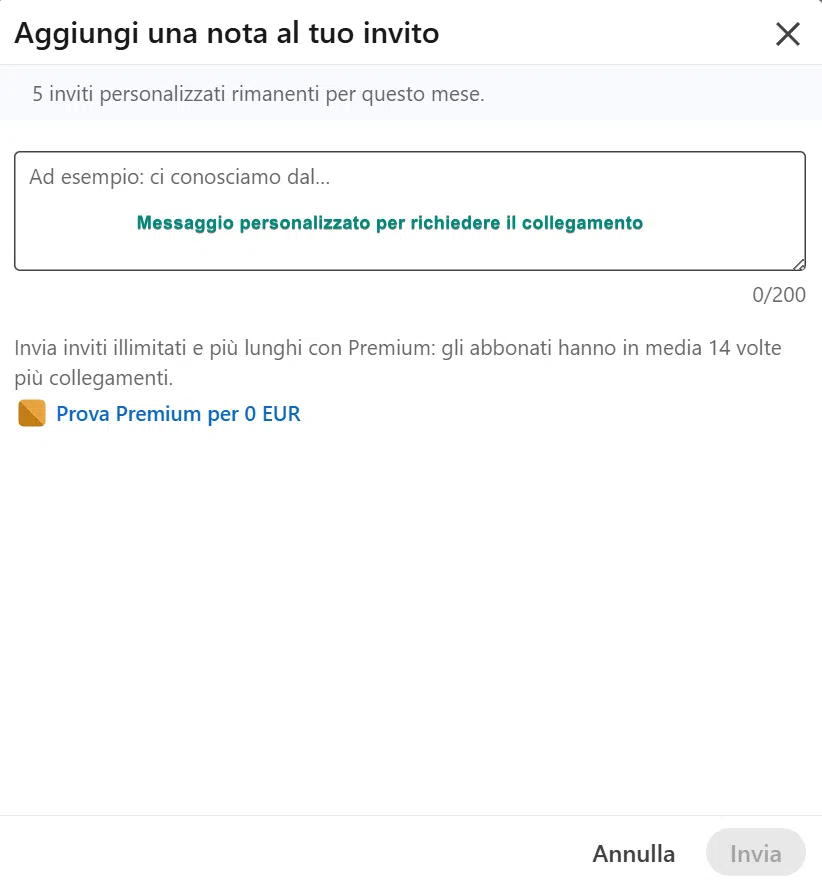linkedin personalised connection request note