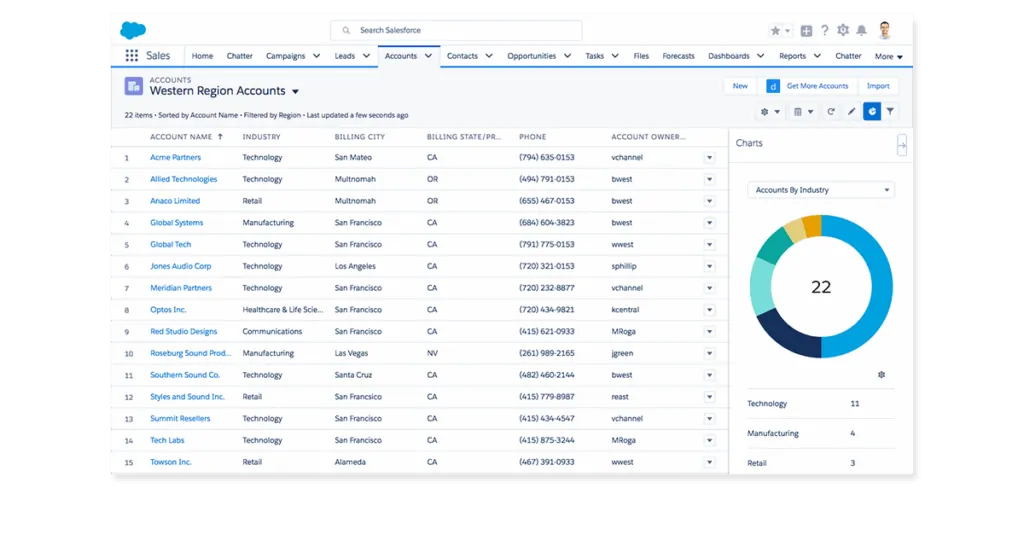 customer list with filters in salesforce