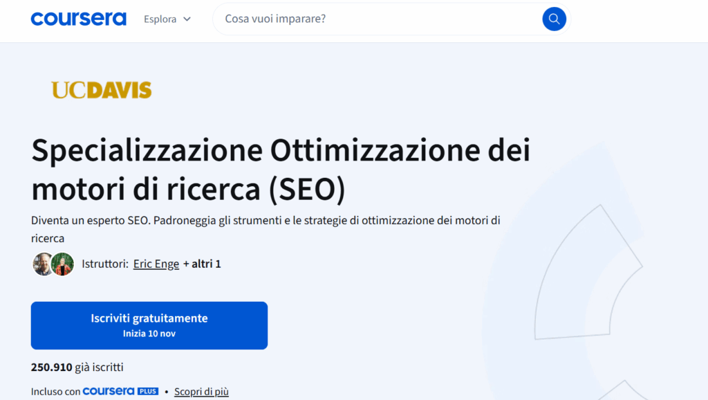 corso coursera ucdavis seo