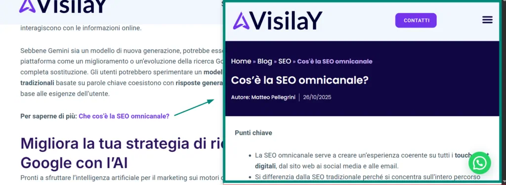 esempio anchor text link con pagina di destinazione