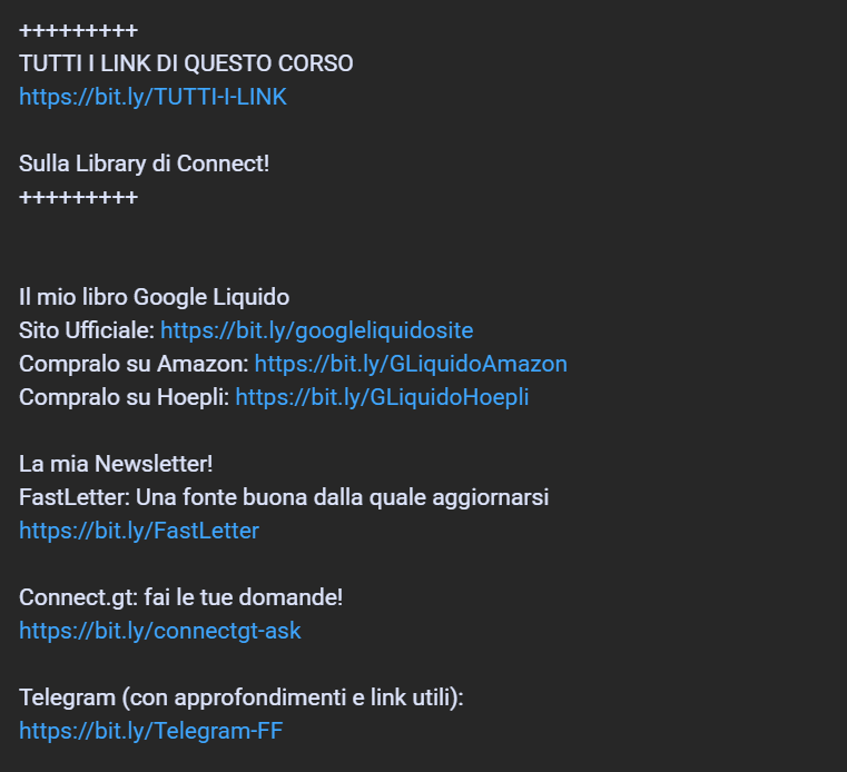 esempio link in descrizione video youtube