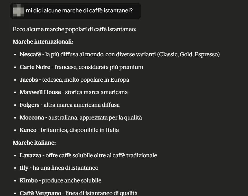 example Claude query with a brand mention