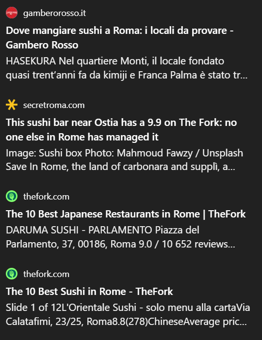 fonti chatgpt per ricerca ristoranti sushi roma