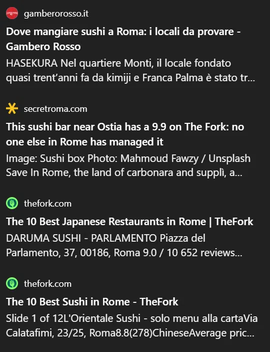 fonti chatgpt per ricerca ristoranti sushi roma
