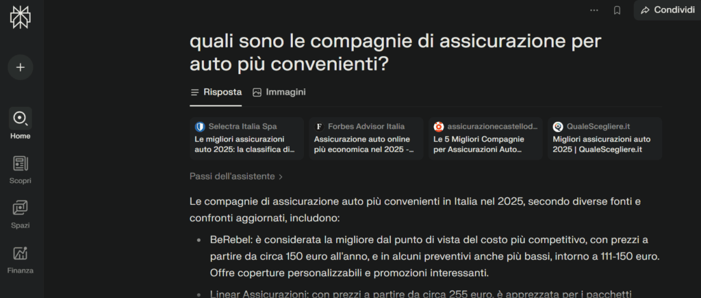 ottimizzazione ricerca ovunque perplexity query compagnie assicurazione convenienti