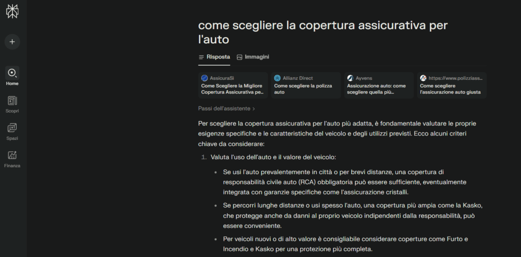 ottimizzazione ricerca ovunque perplexity query scelta assicurazione auto