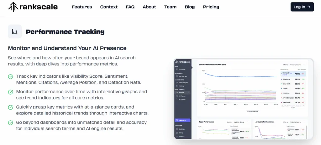 Rankscale AI tracking feature