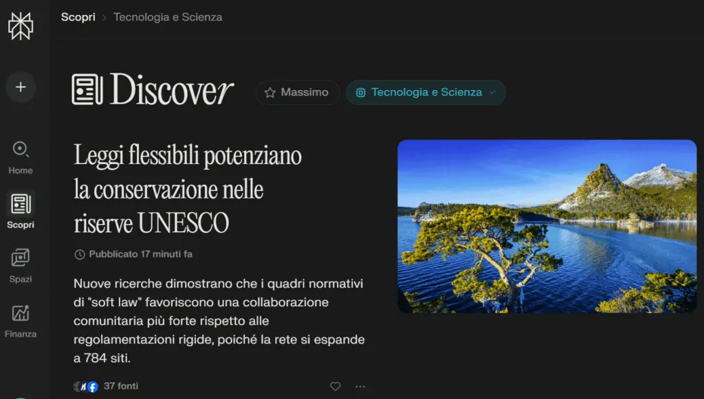 Perplexity's Discover section
